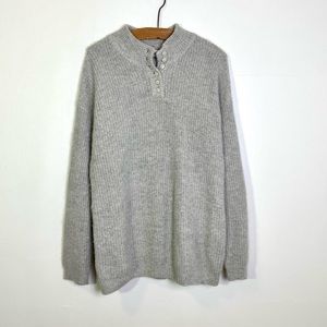 Light grey button up collared sweater men’s XL silk blend Norm Thompson